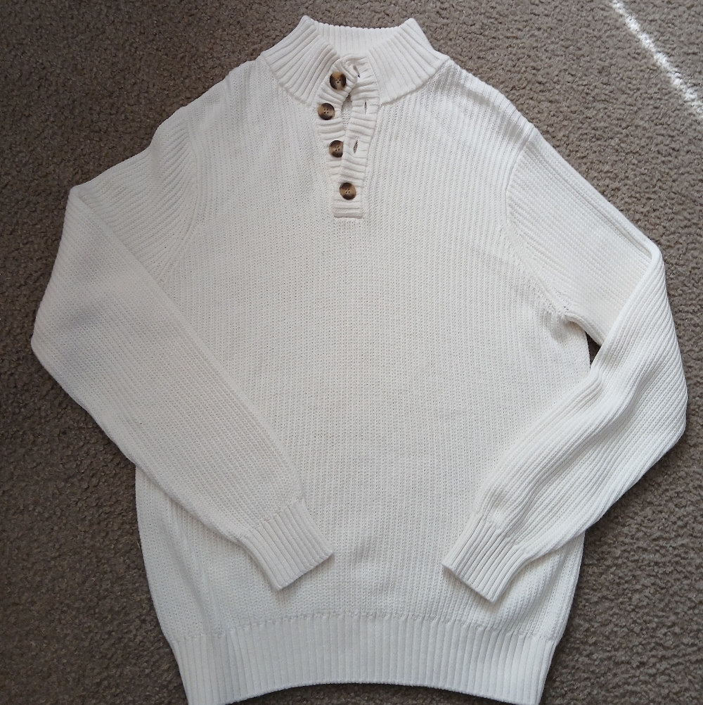 Crown & Ivy Cream Sweater with Button Accents